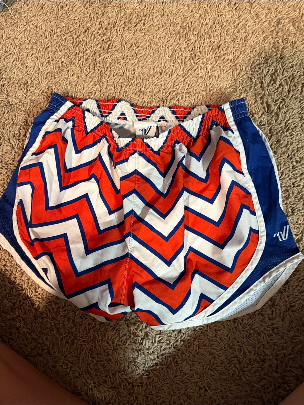 Varsity Red, White & Blue Chevron Athletic Shorts